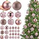 Soulchen 46 Pcs Rose Gold Christmas Balls Ornaments Set, 3.94/3.15/2.36/1.57 Inch Shatterproof Christmas Tree Hanging Plastic Balls Xmas Ornaments Decor for Xmas Tree Wreath Party Decoration Supplie