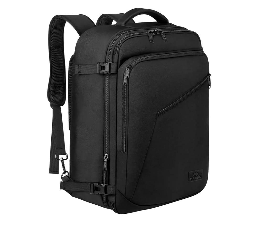 MATEIN Carry on Backpack, Extra Large Travel Backpack Expandable Airplane Approved Weekender Bag for Men and Women, Water Resistant Lightweight Daypack for Flight 40L, Black