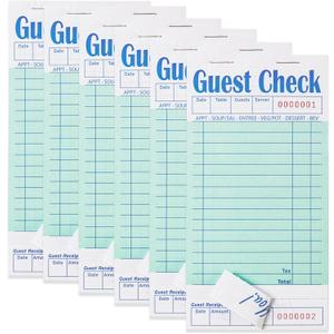 6 Pack Guest Checks Books for Servers Server Note Pads, Waiter Checkbook, Waitress Notepad for Restaurants, Paper Checks 50 Sheets/Pack, 300 Total Tickets (Green)
