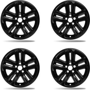 18 inch Gloss Black Wheel Skins for 2011-2017 Ford Explorer Fits Factory Alloy Wheels BB5Z-1007-A, 5 Split Spoke Snap on Hubcaps Wheel Covers 4 Pack