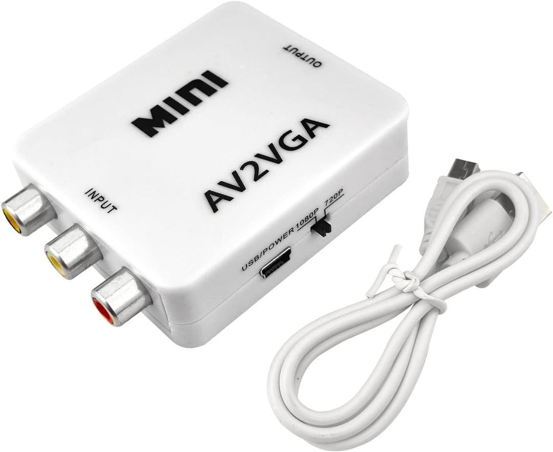 Flylin AV to VGA Converter, TV SetTop Box Audio Video Converter Composite AV to VGA Adapter AV Audio Video Converter 1920 * 1080p