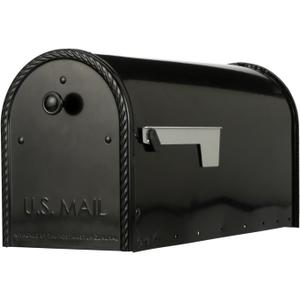 Architectural Mailboxes Edwards Weather-Resistant Steel Metal Post Mounted Mail Box for Outside, Black, Large Curbside Mailbox, USPS Approved for Residential Delivery