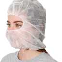 Polypropylene Hood, Disposable Catering Bonnets, Hairnet & Beard Cover Combo for Work, Food Service - Blue/White (One Size)