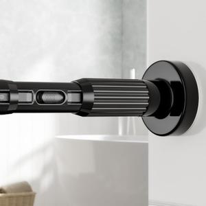 MEXAU Tension Curtain Rod 41-146”, Heavy Duty Black No Drill Shower Rod