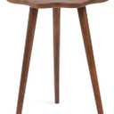 Kate and Laurel Alezar Modern Wooden Round Side Table, 19 x 19 x 25, Walnut Brown, Transitional Solid Wood End Table with Wavy Edge for Teen Bedroom Nightstand or Dorm Room Decor, 19x19x24