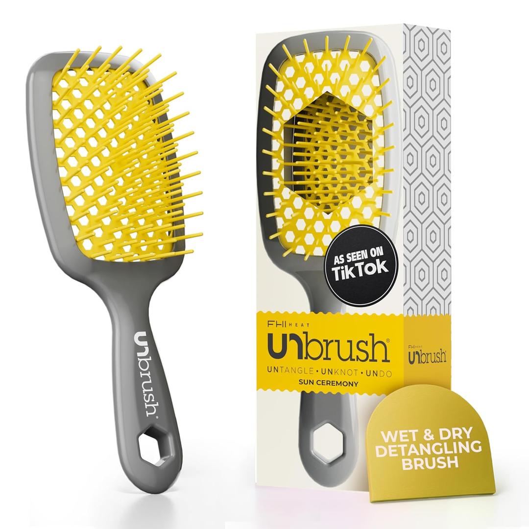 FHI Heat UNbrush Detangling Brush for Pain-Free Brushing on All Wet or Dry Hair Types  Durable DuoFlex Anti-Static Bristles, Lightweight Handle, Vented Hair Brush (1 Count (Pack of 1))