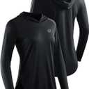 NELEUS Women's Sun Protection Running Shirts Workout Athletic Shirts with Hoods, 3 Pack (L)