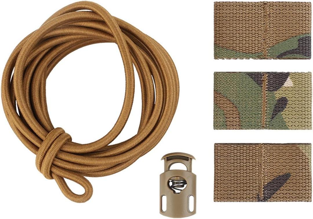 Tactical Flag Bungee Elastic Fastener Strap Shock Cord Retention Molle Webbing Loop Cord Lock Secure Plate Carrier Attachment
