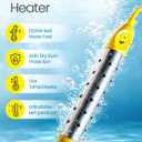 Portable Immersion Water Heater Electric - 1500W Fast Heating Bucket Heater, Temp Display, Anti-Dry Burn Protection, for Bathtub, Camping, Home& Emergency Use