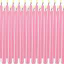 Pink Taper Candles, Set of 24 Unscented and Smokeless 10 Inch Taper Candles Long Burning, Paraffin Wax with Cotton Wicks for Burning Approxinately 7-8 Hours Time