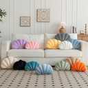 Shell Pillow, Shell Shaped Decorative Throw Pillows with Velet for Couch Bed, Cute Seashell Beachy Room Decor Aesthetic Throw Pillows for Bedroom Living Room (13 Inches, Orange)