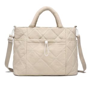 I IHAYNER Puffer Tote Bag for Women Lightweight Top Handle Handbag Large Shoulder Bag with Zipper for Travel Work