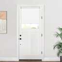 LazBlinds 100% Blackout Door Blinds, No Drill Cordless Roll Up French Door Blinds, Thermal Insulated Light Blocking Shades for Front Door Patio Sidelight Glass Door, 28'' W x 20'' L, White, 1Pcs