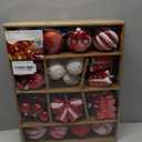 Alupssuc 82pcs Christmas Balls Ornaments Set, Delightful Classic Gift Set, Shatterproof Plastic Decor for Xmas Tree Holiday Wedding Party Decorations with Hanging Strings, Red and White