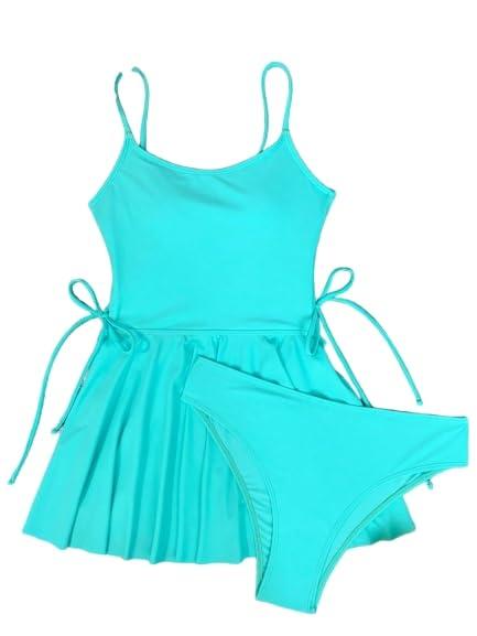 One Piece Swimdress for Women Tummy Control Bathing Suit Vintage Skirt Design Modest Full Coverage 2025 Swim Dress Lakeblue Medium