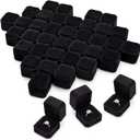 Thinkday 48 Pcs 2.13 x 2.01 x 1.54 in Velvet Ring Box Display Jewelry Storage Case for Christmas Wedding Engagement Gifts (Black)