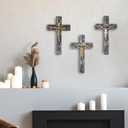 NCPLYGOU Crucifix Wall Cross, Catholic Cross for Wall with Metal Hook, Layered Wood Like Resin Crosses Wall Decor for Church Office Home Baptism, Jesus Wall Art Christian Gifts