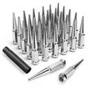 9/16-18 Spike Lug Nuts for 1994-2011 Dodge Ram 2500 3500, 2002-2010 Ram 1500, 1988-1997 Ford F250 F350, 2004-2009 Durango, 32PCS Spiked Lug Nuts 9/16-18 Chrome with Socket Key for Aftermarket Wheel (Silver)