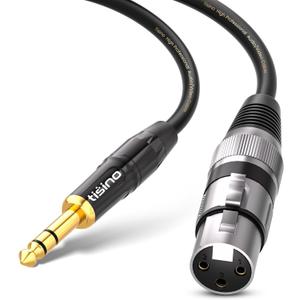 Tisino Female XLR to 1/4'' TRS Microphone Cable, 6.35mm Stereo Jack to 3-pin XLR Female Balanced Interconnect Micphone Cable - 6.6FT