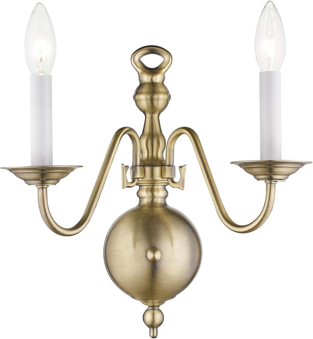 Livex Lighting 5002-01 Williamsburgh 2 Light Antique Brass Wall Sconce