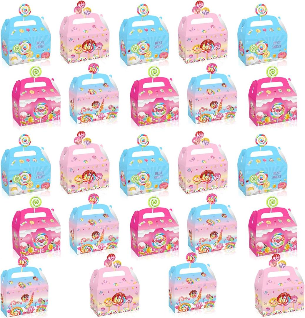 24 Pack Candyland Favor Gift Boxes - Sweet Candy Lollipop Windmill Baby Shower Birthday Party Supplies Decoration Party Favor Goodie Bags Candy Treat Gift Box