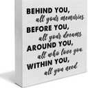 Graduation Quote Wood Box Sign Decor Desk Sign Positive Behind You All Your Memories Wooden Box Block Sign Rustic Home Shelf Wall Decoration Grad Gift (White)