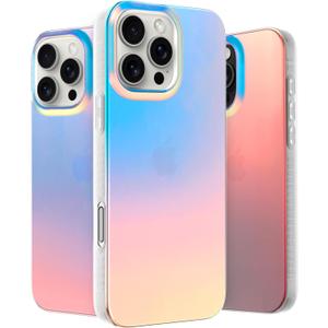 LONLI Hue Case for iPhone 16 Pro - [360 Shock-Absorbent Bumper] - [Cute and Unique Phone Cover for Girls and Women] - Fluorescent Holographic Iridescent (iPhone 16 Pro, Iridescent)