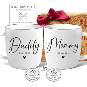 Pregnancy Mug Gift Est 2026 for New Parents, Mommy And Daddy To Be Mug Gifts, New Parents Mugs Gift for Mom, Dad - Pregnancy Announcement, New Parent Gifts for Couples, Mom And Dad Mugs