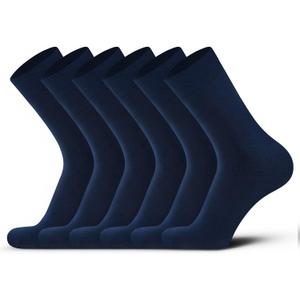 DarkCom Men's Dress Socks, Black, 6 Pairs Classic Cotton Polyester Socks, Reinforced, Cozy (7-9)