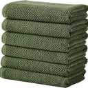 Great Bay Home 100% Cotton 6 Pack 26x16 Hand Towel Set - Absorbent, Quick-Drying, Durable Towels for Bathroom Decor - Low-Twist, Two-Ply Fibers (Forest Green)