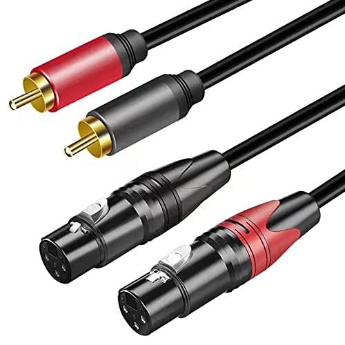 Dual Female XLR to RCA Cable 5Ft, Heavy Duty 2 XLR Female to 2 RCA Male HiFi Stereo Audio Connection Cable.