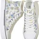 kufeiti Women's High Top Canvas Shoes Embroidered Sequins Lace Up Comfortable White Casual Fashion Sneakers(Grass Green, US10)