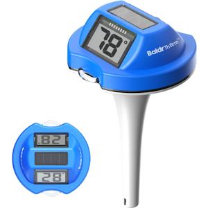 Pool Thermometer Solar Digital Floating, High Precision Large Screen Without Fogging with Double-Sided Display Screen for Swimming Pool, Aquarium, Spa, Hot Spring, Ponds (Blue)