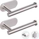 Toilet Paper Holder - Self Adhesive Toilet Paper Holder Wall Mount for Bathroom, SUS 304 Stainless Steel Command Strip Toilet Paper Roll Holder Stick On, No Drilling - Brushed Nickel2 Pcs