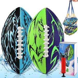 Pool Football & Water Football 2 Pack | 10.6in Oversized Beach Toys with Enhanced 3-Layer Grip | for Swimming Pool, Beach Games & Family Fun | Includes Pump, Net Bag & Gift Box (Kids Ages 8-12)