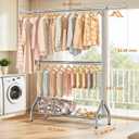 EAGMAK Double Rod Clothing Rack Load 622 LBS, Heavy Duty Clothes Rack for Hanging Clothes, 82.68 inch High Garment Rack with Storage Shelves, Metal Clothing Hanger Closet Wardrobe Organizer (Silver)