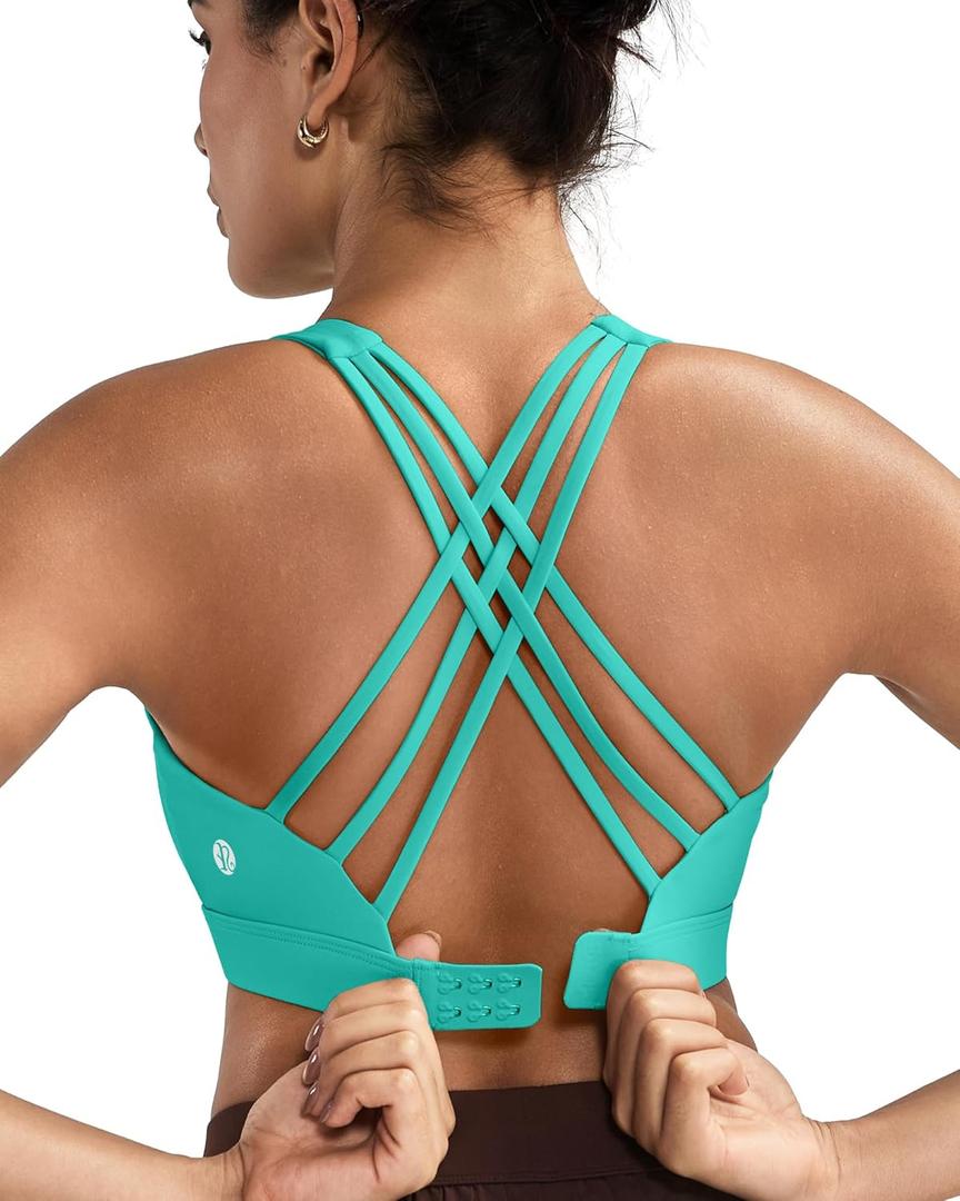 RUNNING GIRL Sports Bras for Women,Crisscross Back High Impact Sports Bra with Hook Closure Workout Supportive Bra (X-Large, A-bright Green)