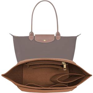 Purse Organizer Insert for Le Pliage Large Handbags Insert Organizer (Brown, Large)