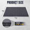 Commercial Floor Mat 4'x5' Grey Heavy Duty Rubber Entrance Rug