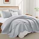 IR Imperial Rooms Queen Quilt Bedding Set Size (90" x 96") + 2 Pillow Shams (20" x 26"+ 2") - 3 Pcs All Season Lightweight Reversible Microfiber Coverlet Embossed Quilt Bedspread (Silver)