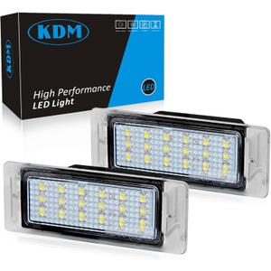 KDM LED License Plate Light With Error Free Load Resistors for Chevy Corvette SS Equinox Impala GMC Terrain Buick ATS CTS,Rear Tag Lamp Assembly Powered 18-SMD 6000K White,2 Pack