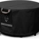 QH.HOME Fire Pit Cover Round, 100% Waterproof, 600D Strong Tear Resistant, Outdoor Firepit Covers Round Fits 34 inch ,35 inch,36 inch Fire Pit Cover, 36” Dia X 20”H -Black