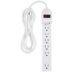 Amazon Basics 6-Outlet Surge Protector Power Strip, 790 Joule, LED Indicator, 6-Foot Long Cord, White