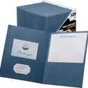 FILE-EZ Two-Pocket Folders, Dark Blue, 125-Pack, Textured Paper, Letter Size (EZ-32423)