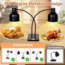 Commercial Head Food Heat Lamp, Portable Electric Food Warmer 3-Bulb 550W Electric Warming Lights for Food Service Restaurant Buffet Kitchen (Black)