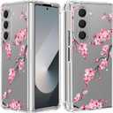 Buleens for Samsung Galaxy Z Fold 6 Case - Clear Flexible TPU Women Girls Cute Protection Phone Cover Slim Fit Shockproof Aesthetic Girly Design for Samsung Z Fold 6 Case, Blossom