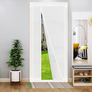 Reversible Left or Right Side Opening Insulated Door Curtain, Keep Cold Out Thermal Magnetic Door Screen Cover Auto Closer for Kitchen, Bedroom, Air Conditioner Room, Fits Doors up to 36" x 82",White