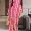 YouSexy Women's Sexy Swimsuit Crochet Maxi Dress Long Sleeve Long Beach Cover Up Dress (XL)