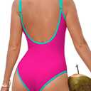 Zando One Piece Swimsuit Women Tummy Control Bathing Suit for Womens One Piece Swimsuits Sexy Swim Suits for Women 2025 (Large, Hot Pink & Blue)
