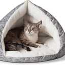 K&H Pet Products Self-Warming Hut Cat Cave Bed, Super-Soft Self-Heating Covered Cat Tent Bed, No Electric Needed to Keep Pets Warm, Also for Small Dogs, Machine Washable - Small 19 X 18in Gray
